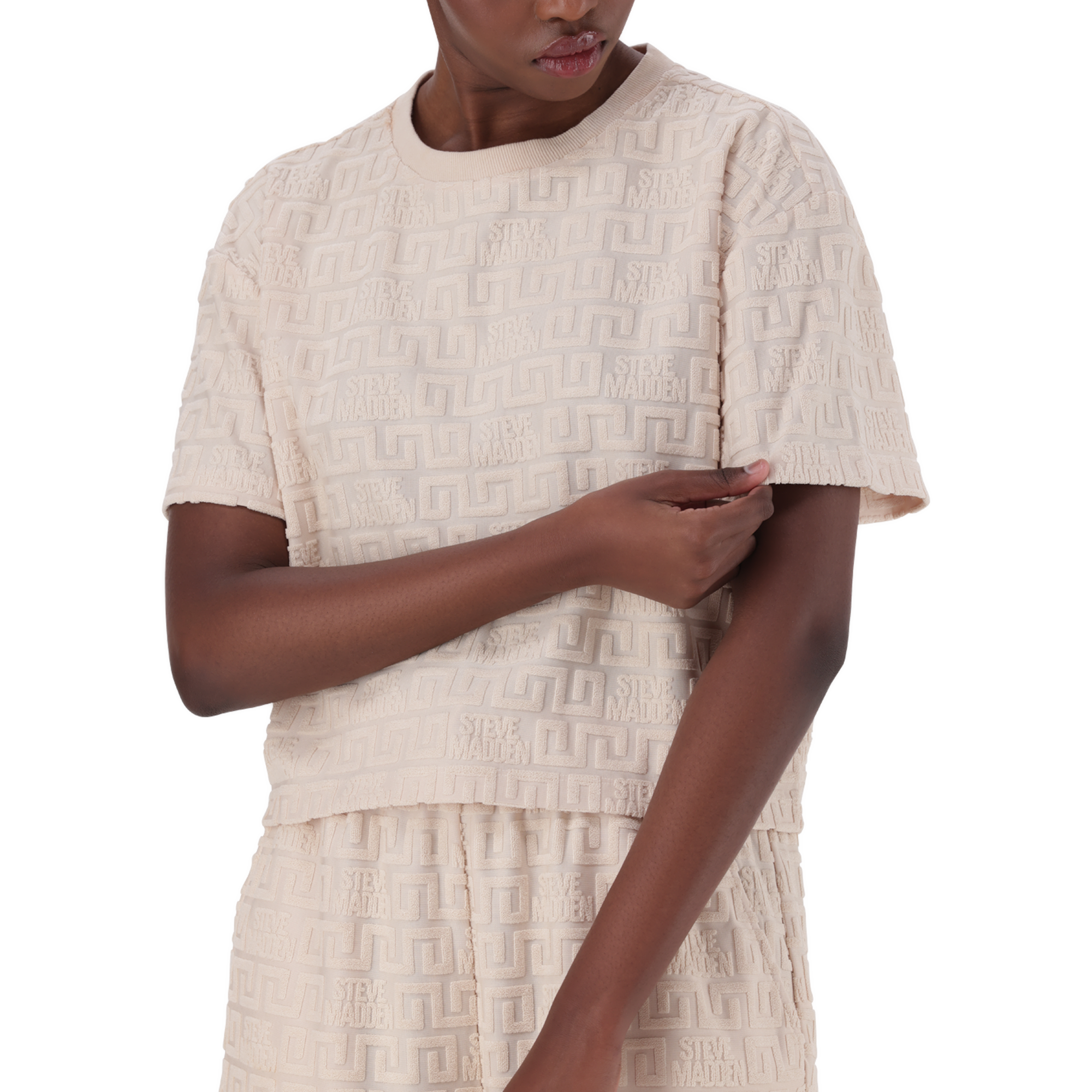 AYAAN STONE EMBOSSED LOGO TOP