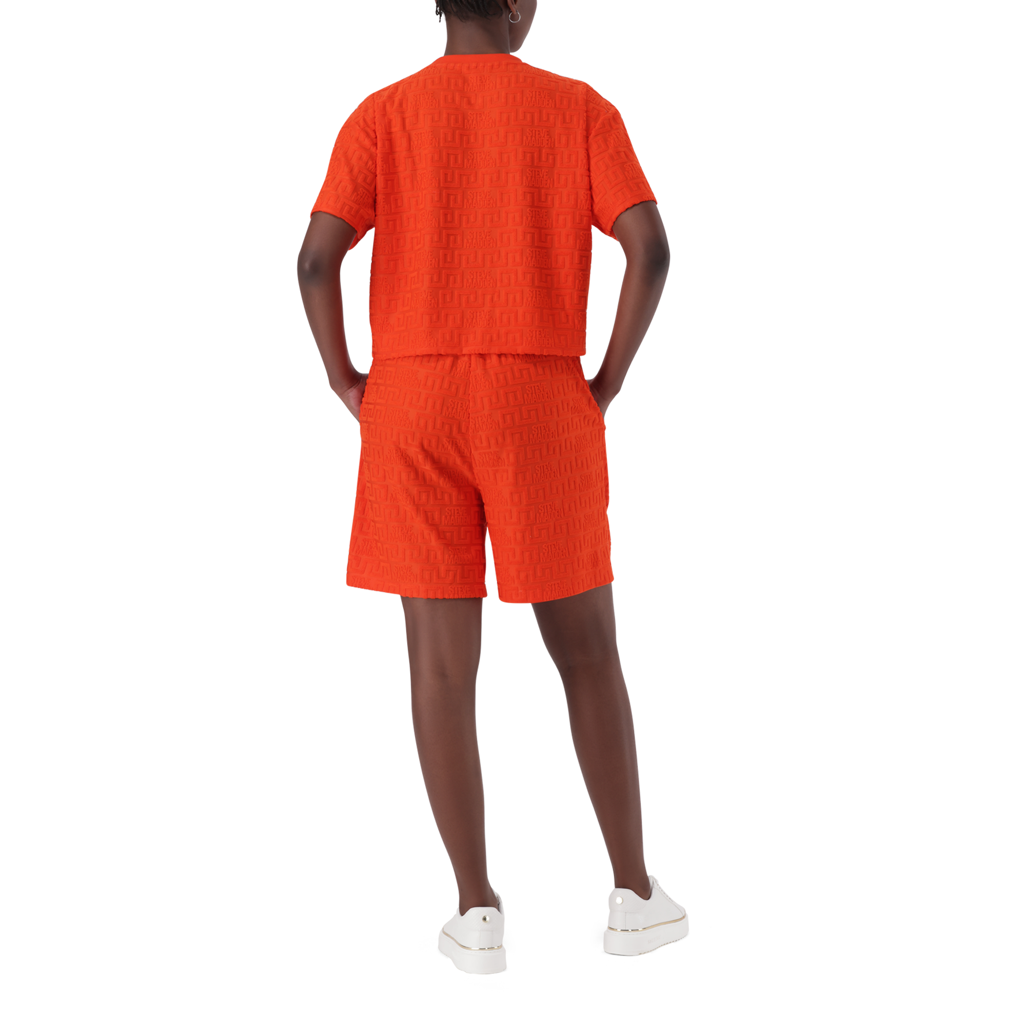 AYAAN TANGERINE EMBOSSED LOGO TOP