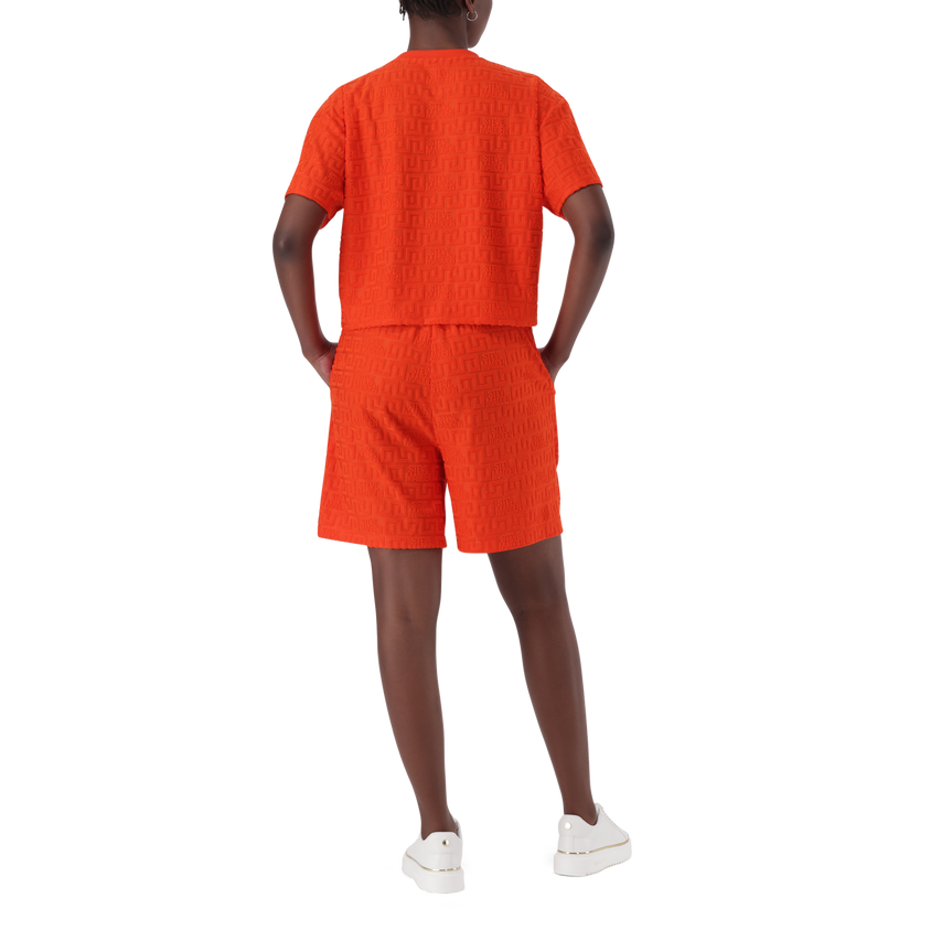 AYAAN TANGERINE EMBOSSED LOGO TOP
