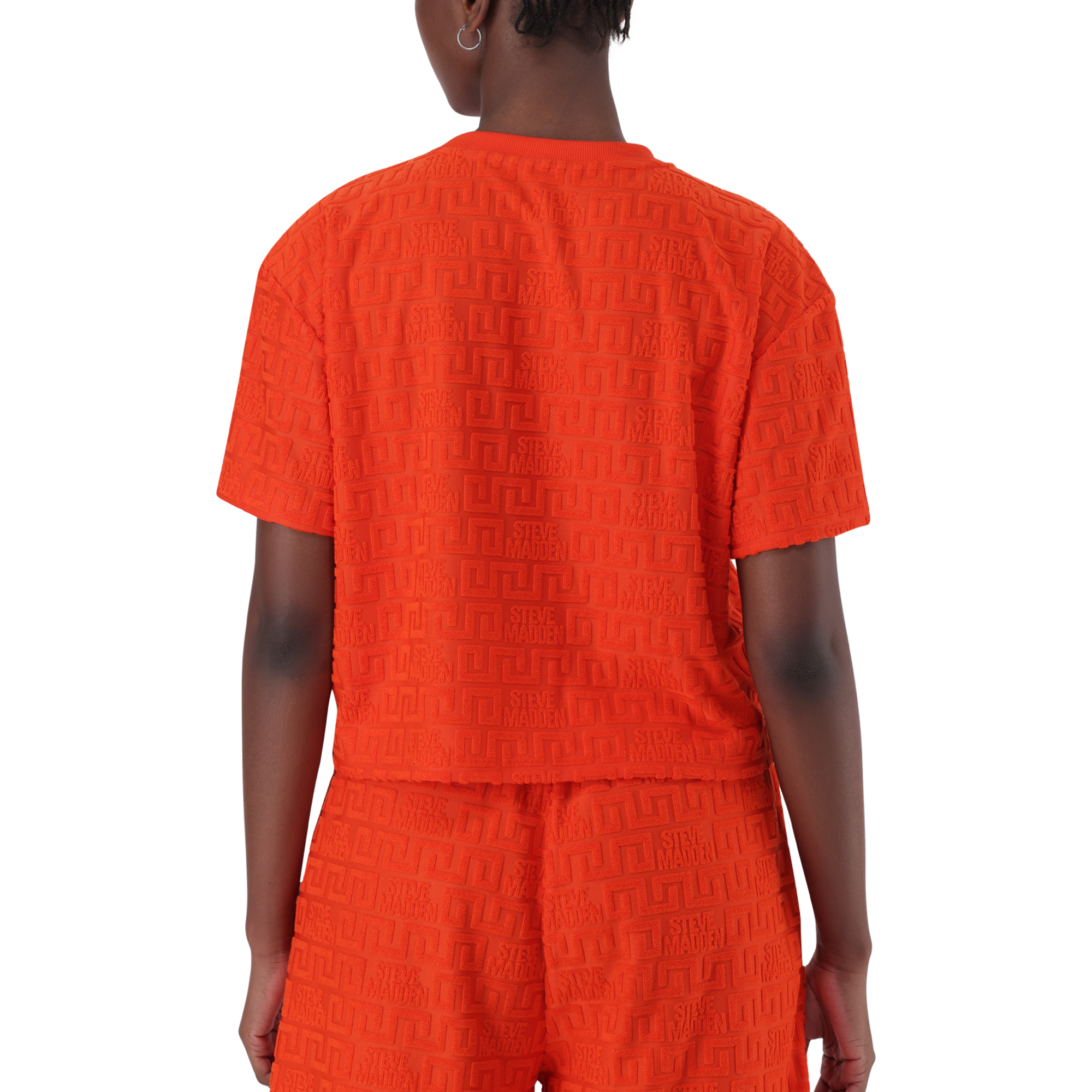 AYAAN TANGERINE EMBOSSED LOGO TOP