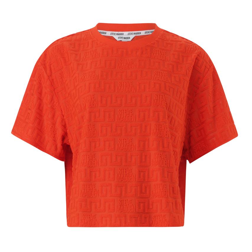 AYAAN TANGERINE EMBOSSED LOGO TOP