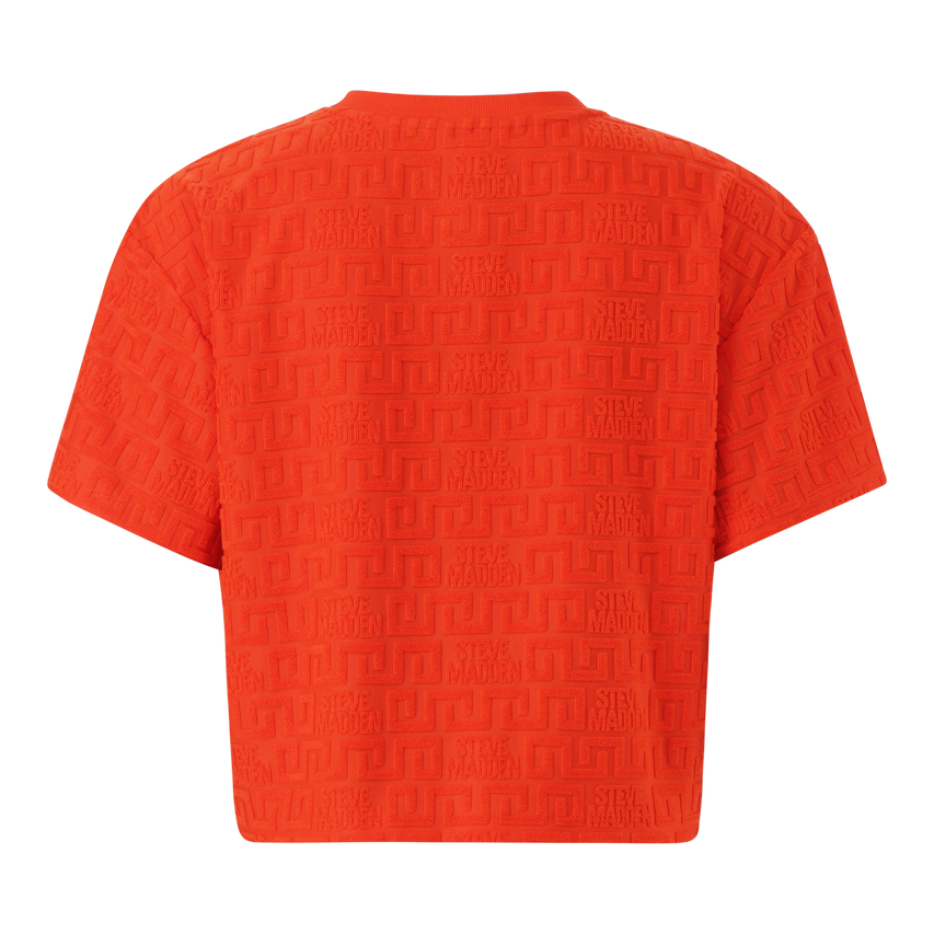 AYAAN TANGERINE EMBOSSED LOGO TOP
