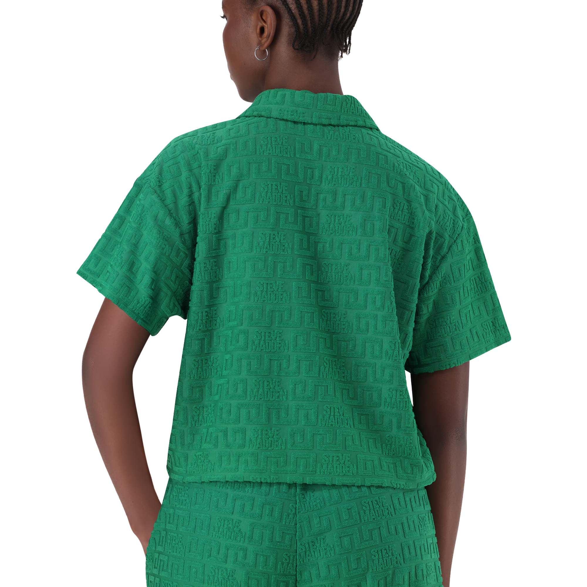 TESSA EMERALD EMBOSSED LOGO TOP WITH COLLAR