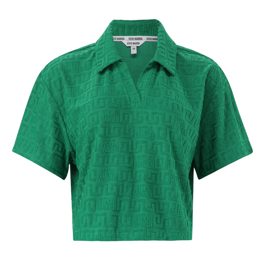 TESSA EMERALD EMBOSSED LOGO TOP WITH COLLAR