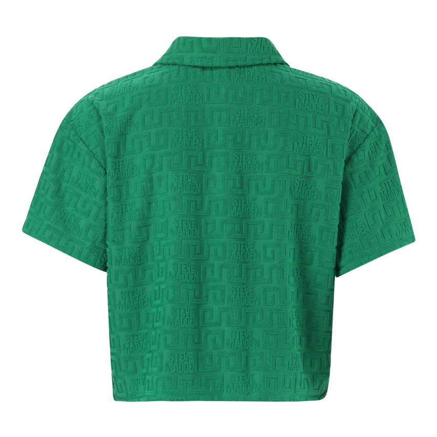 TESSA EMERALD EMBOSSED LOGO TOP WITH COLLAR