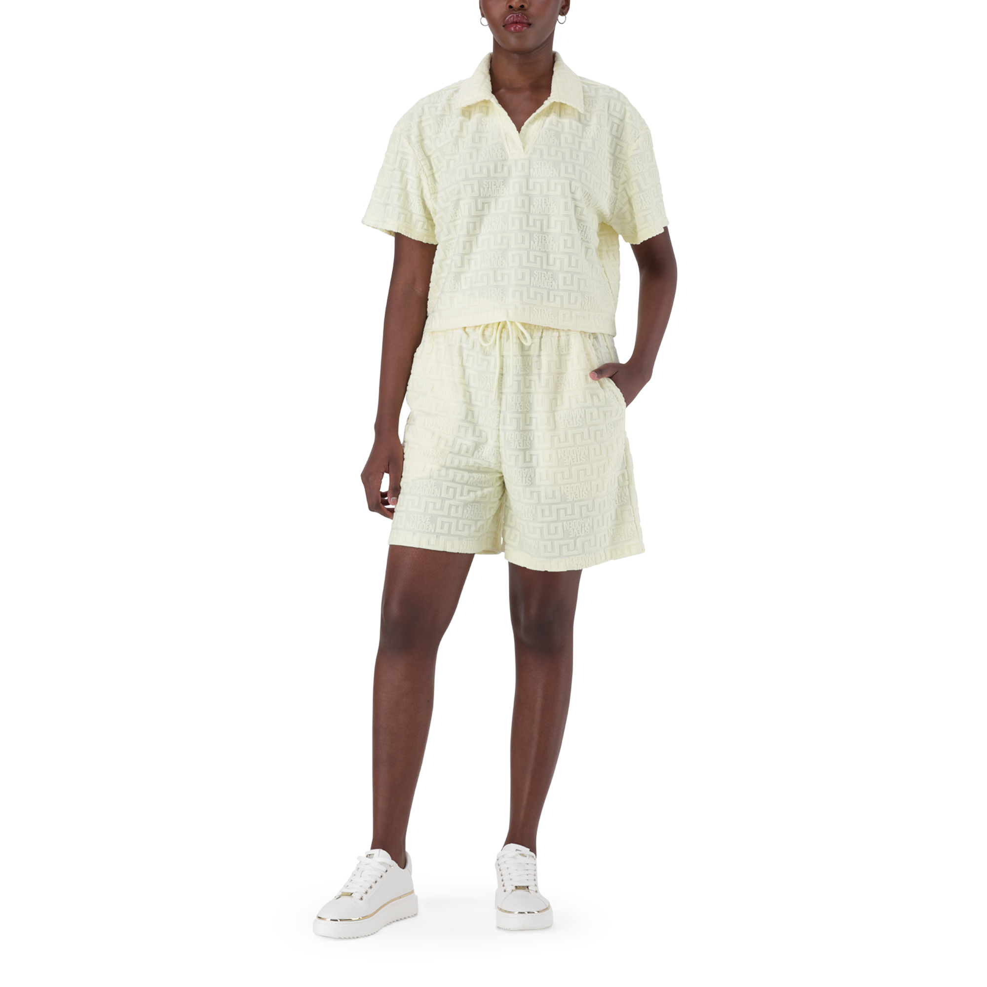 TESSA LEMON EMBOSSED LOGO TOP WITH COLLAR