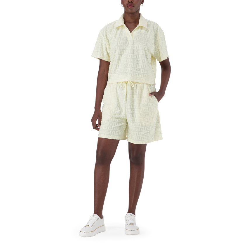 TESSA LEMON EMBOSSED LOGO TOP WITH COLLAR