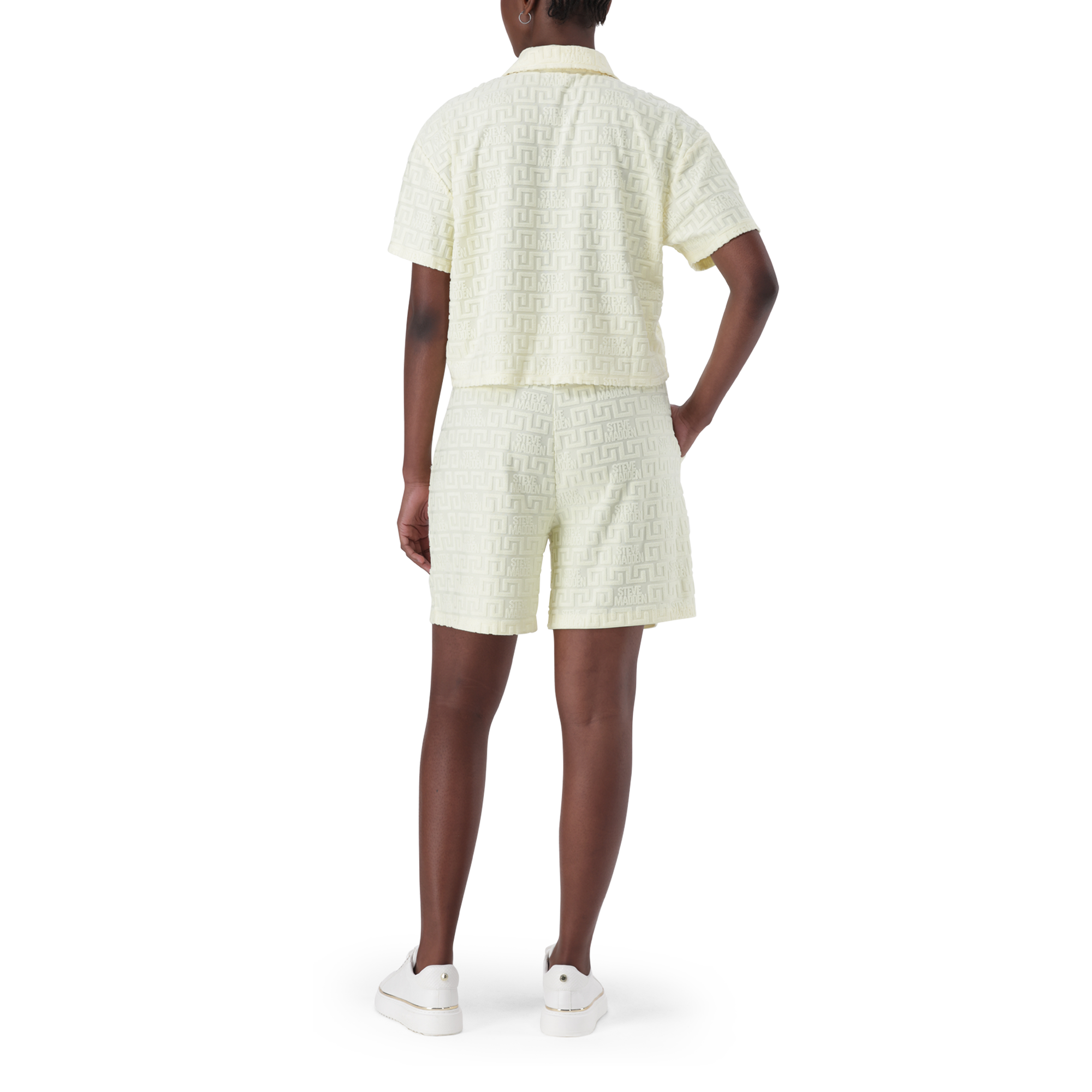 TESSA LEMON EMBOSSED LOGO TOP WITH COLLAR