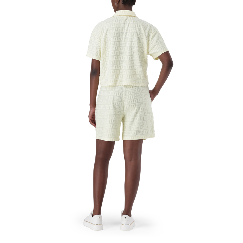 TESSA LEMON EMBOSSED LOGO TOP WITH COLLAR