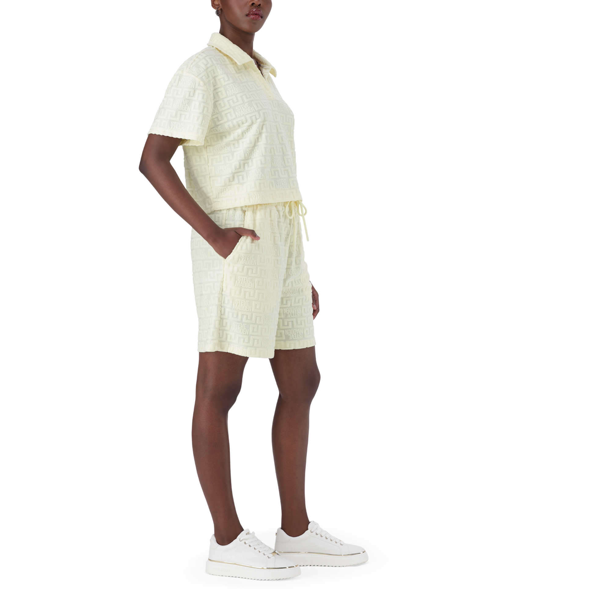 TESSA LEMON EMBOSSED LOGO TOP WITH COLLAR