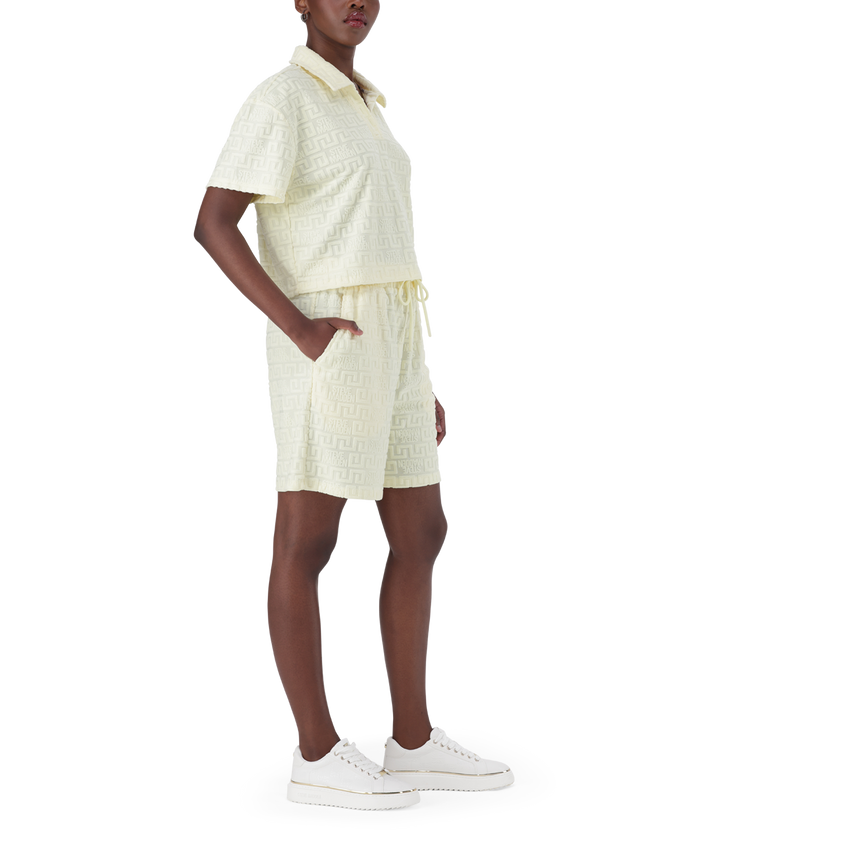 TESSA LEMON EMBOSSED LOGO TOP WITH COLLAR