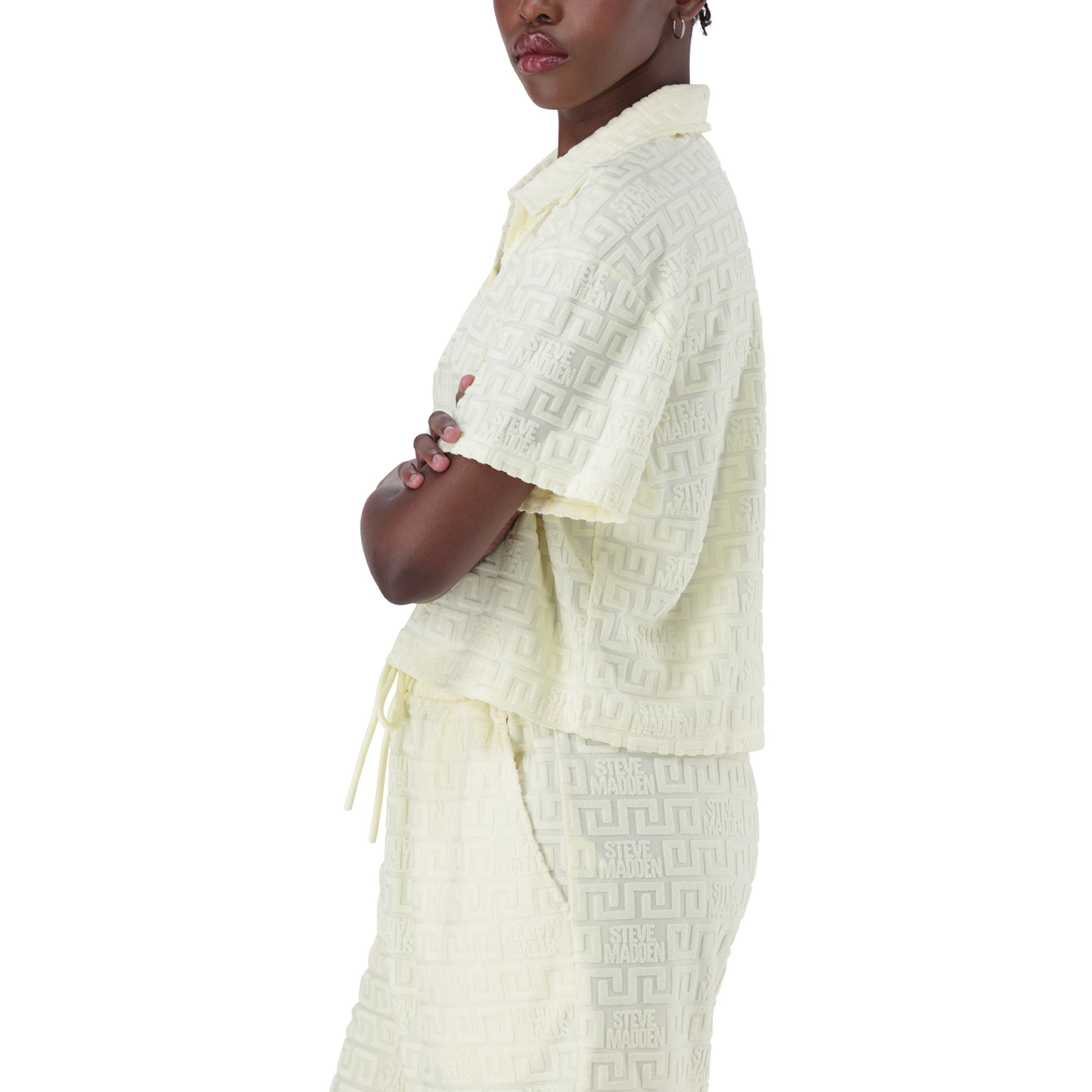 TESSA LEMON EMBOSSED LOGO TOP WITH COLLAR