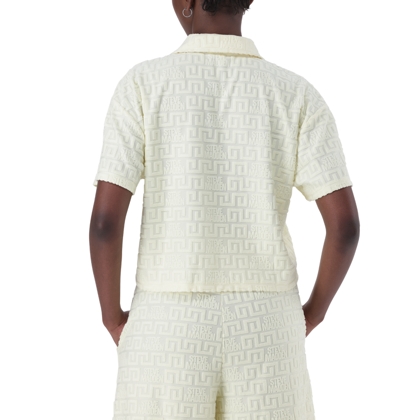 TESSA LEMON EMBOSSED LOGO TOP WITH COLLAR