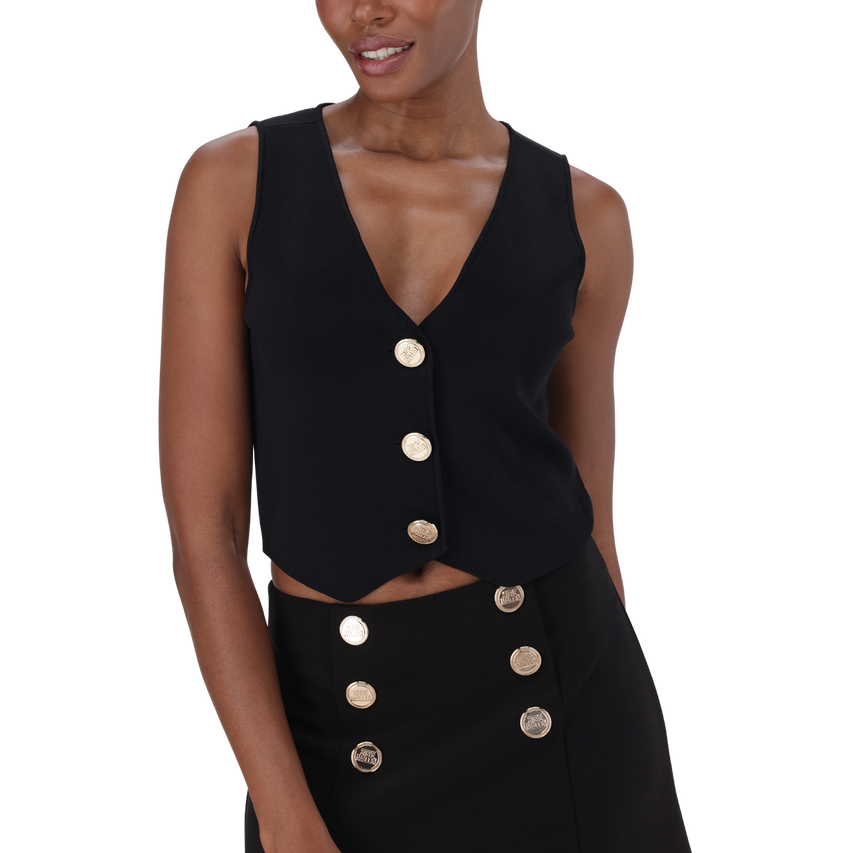 SOFIA BLACK KNIT WAISTCOAT TOP