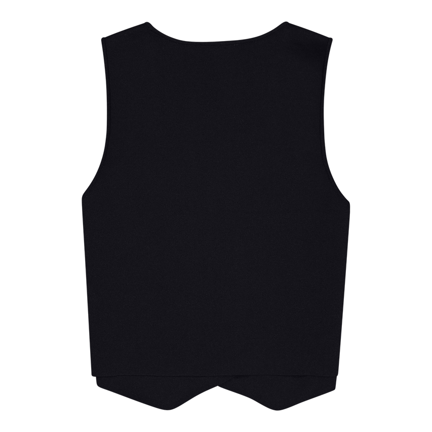 SOFIA BLACK KNIT WAISTCOAT TOP