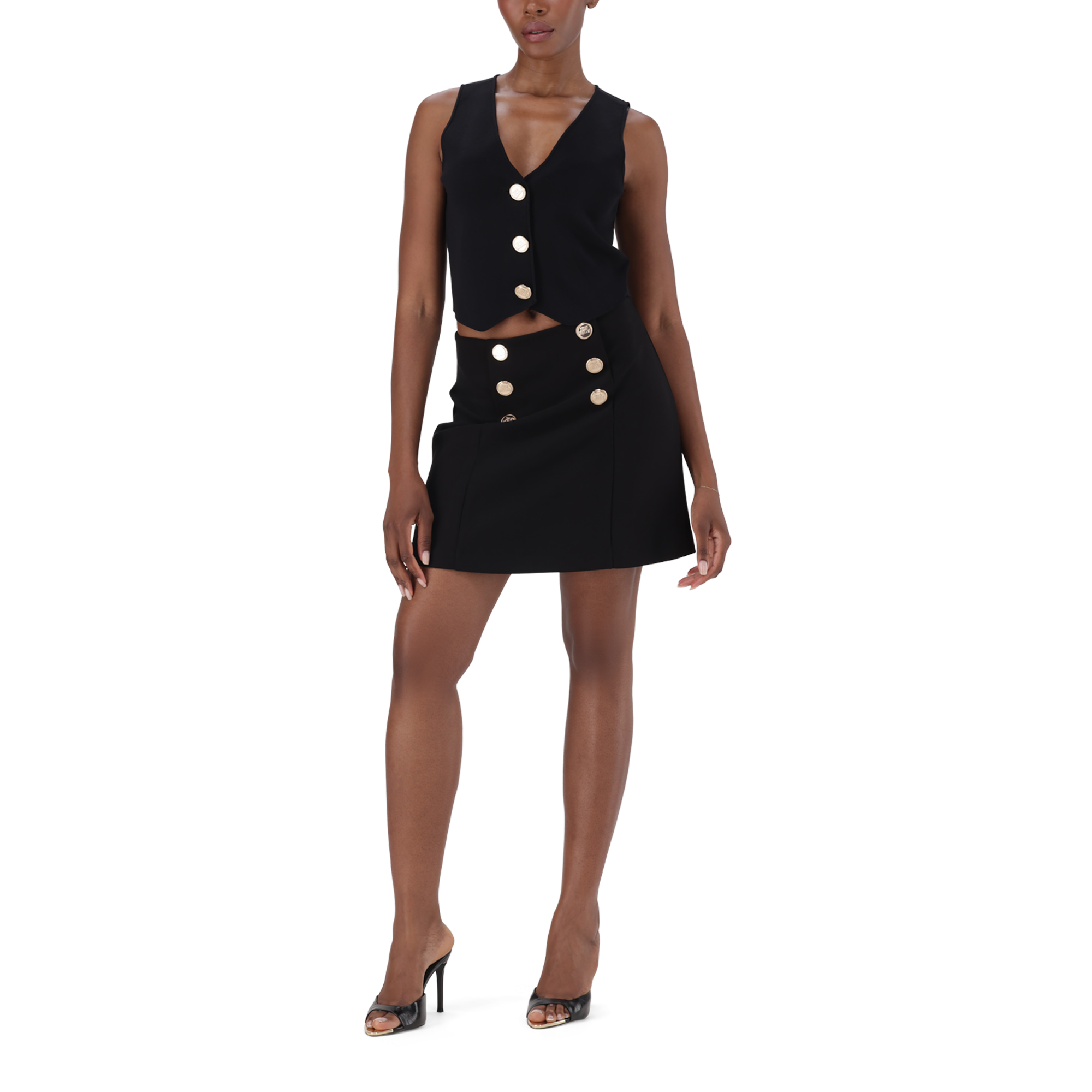 SOFIA BLACK KNIT WAISTCOAT TOP