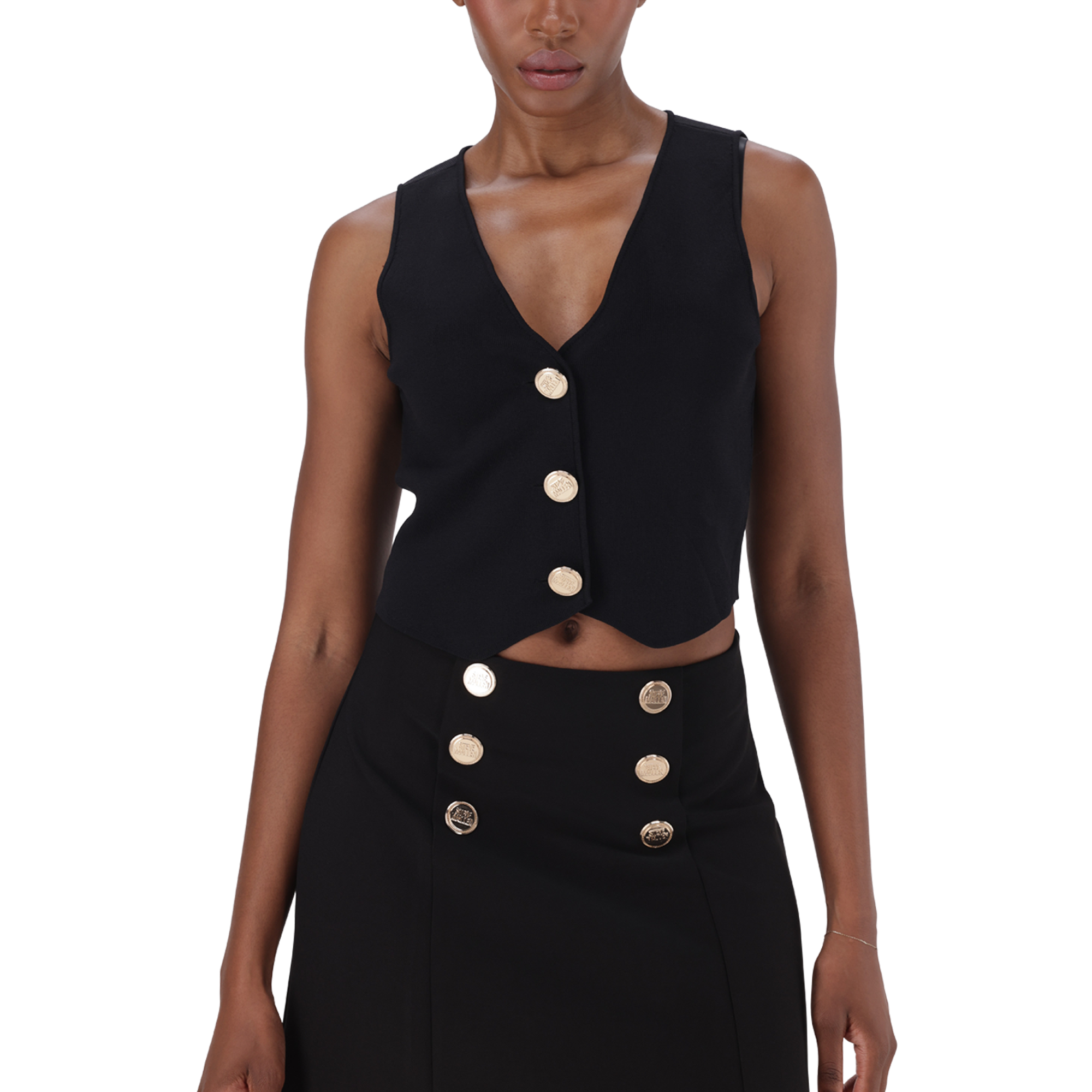 SOFIA BLACK KNIT WAISTCOAT TOP