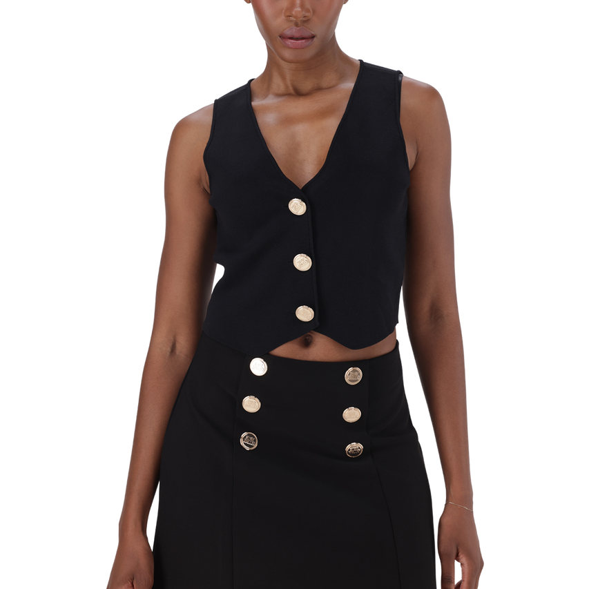 SOFIA BLACK KNIT WAISTCOAT TOP