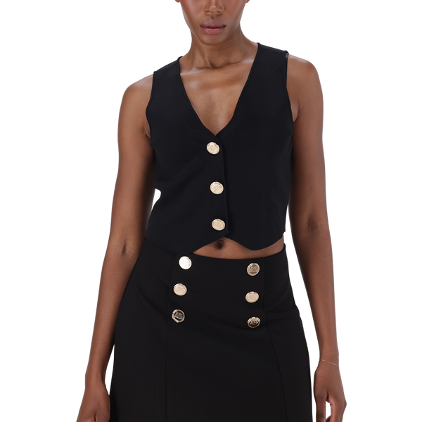 SOFIA BLACK KNIT WAISTCOAT TOP – Steve Madden South Africa