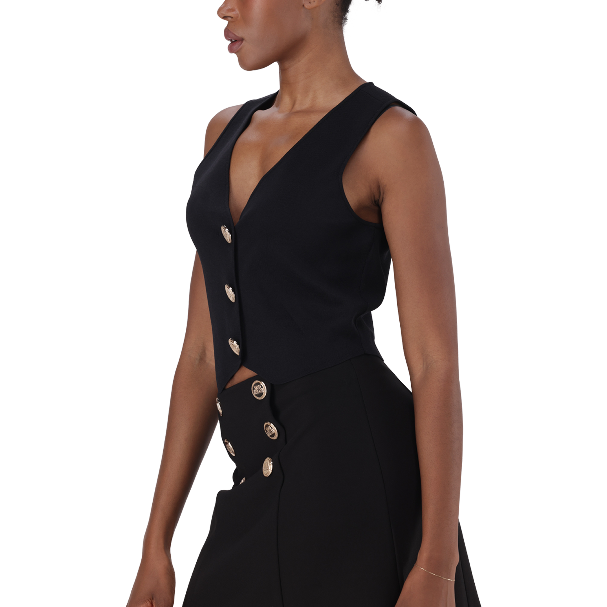 SOFIA BLACK KNIT WAISTCOAT TOP