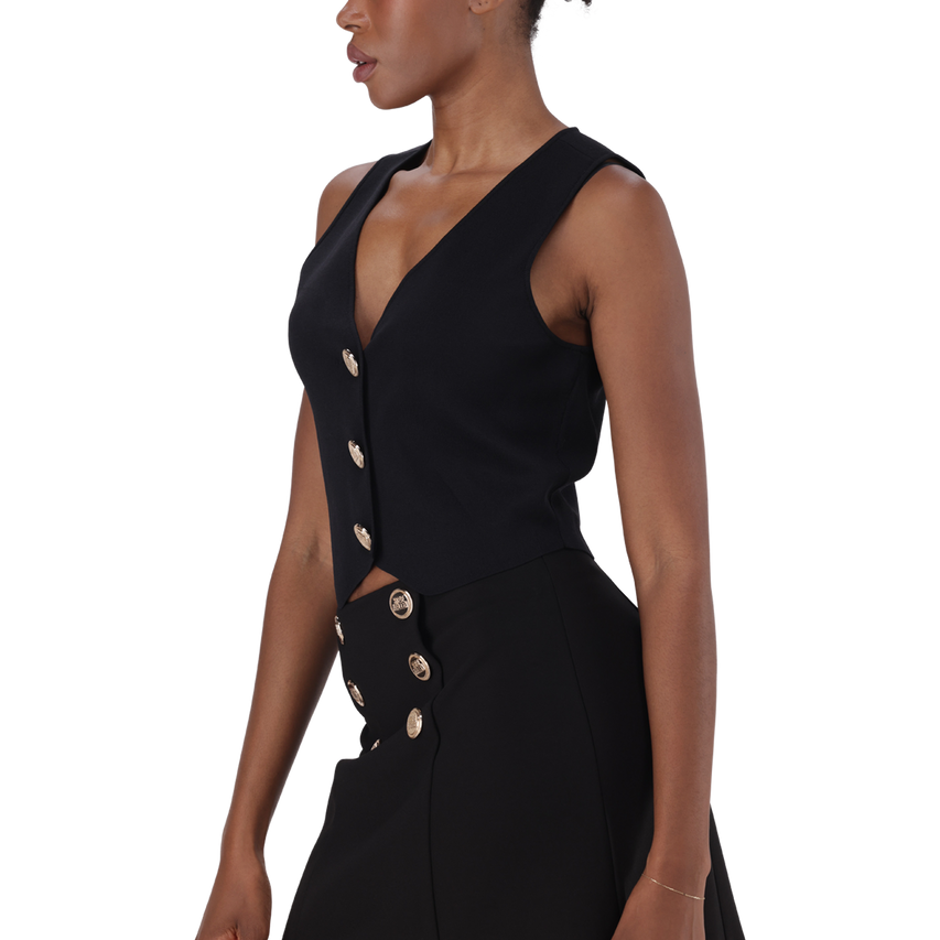 SOFIA BLACK KNIT WAISTCOAT TOP