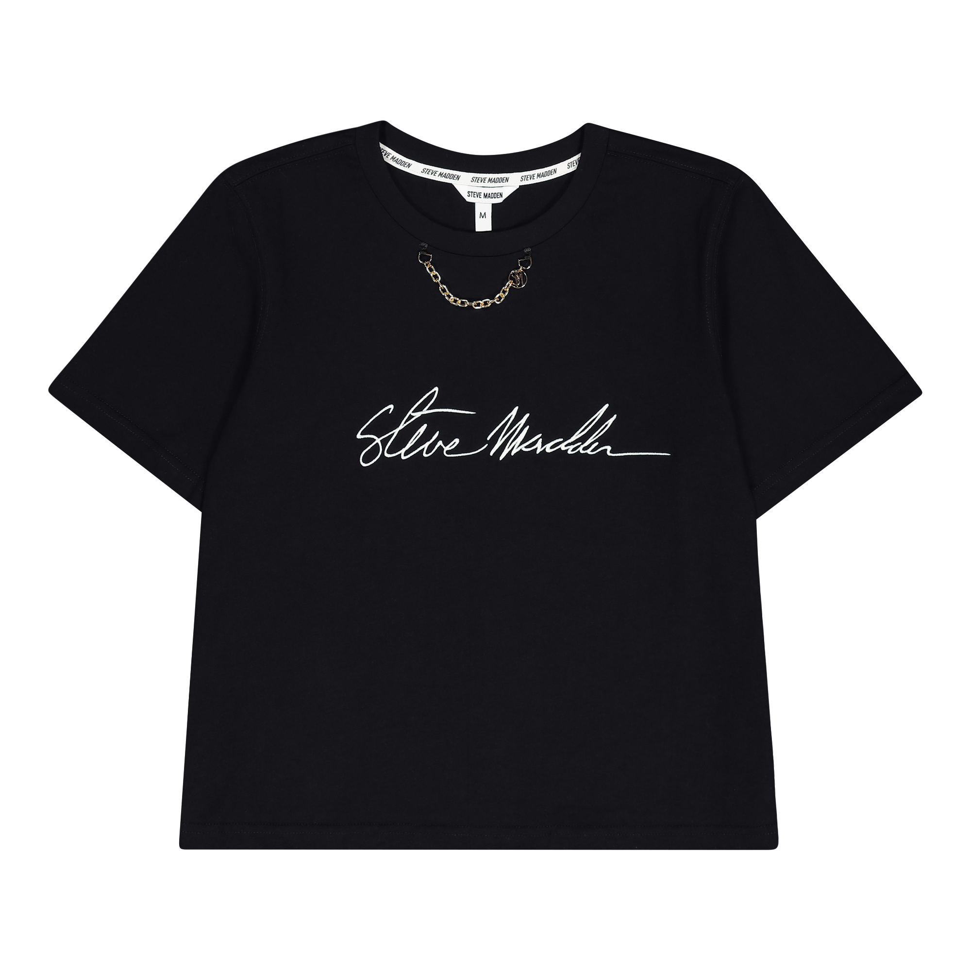 THERESA BLACK REGULAR T-SHIRT WITH CHAIN CHARM