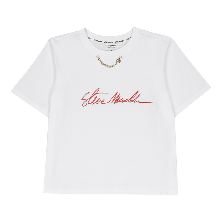 THERESA WHITE REGULAR T-SHIRT WITH CHAIN CHARM