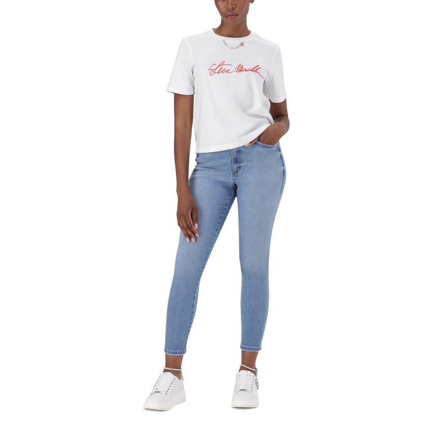 THERESA WHITE REGULAR T-SHIRT WITH CHAIN CHARM