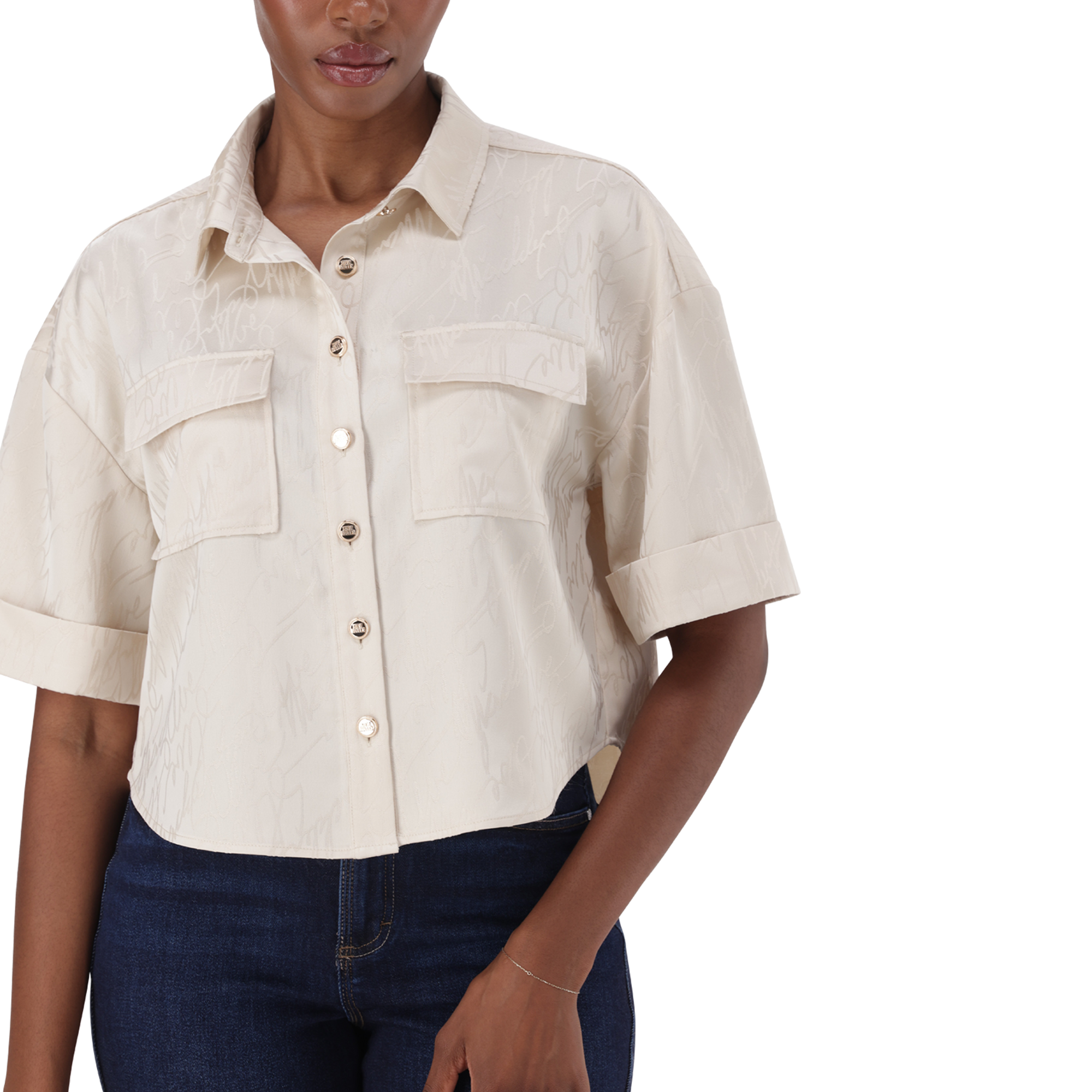 AISHA CREAM JACQUARD SATIN SHIRT