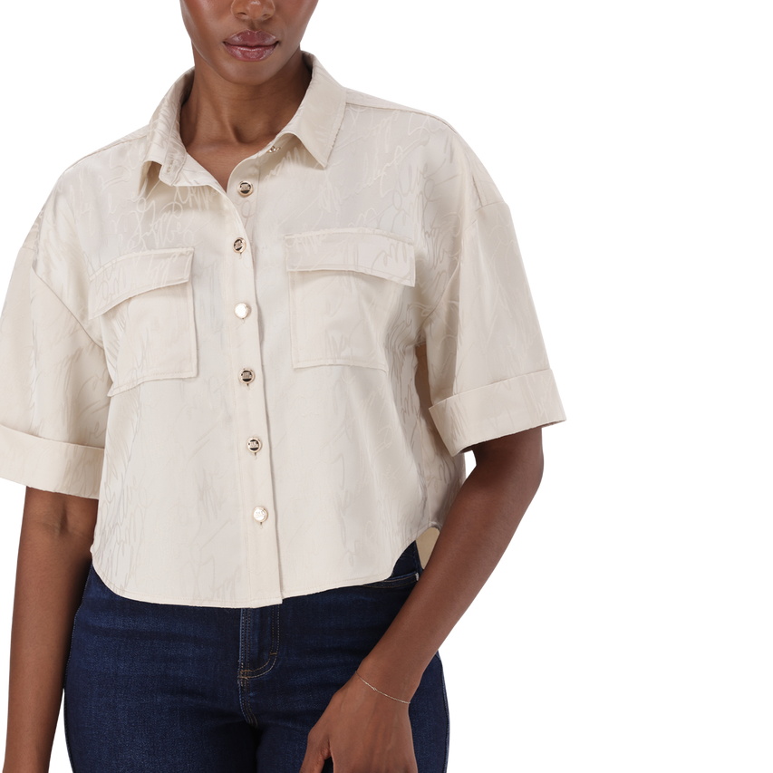 AISHA CREAM JACQUARD SATIN SHIRT