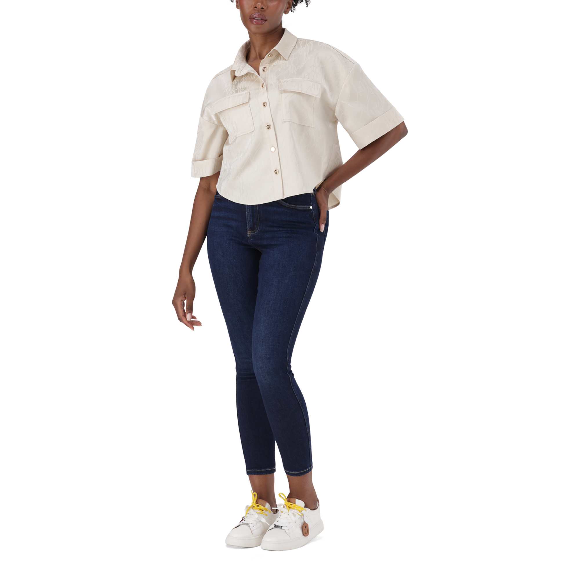 AISHA CREAM JACQUARD SATIN SHIRT