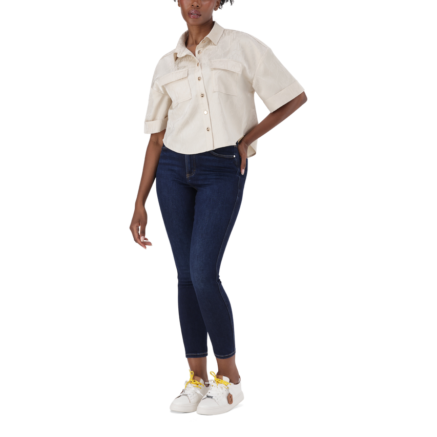 AISHA CREAM JACQUARD SATIN SHIRT