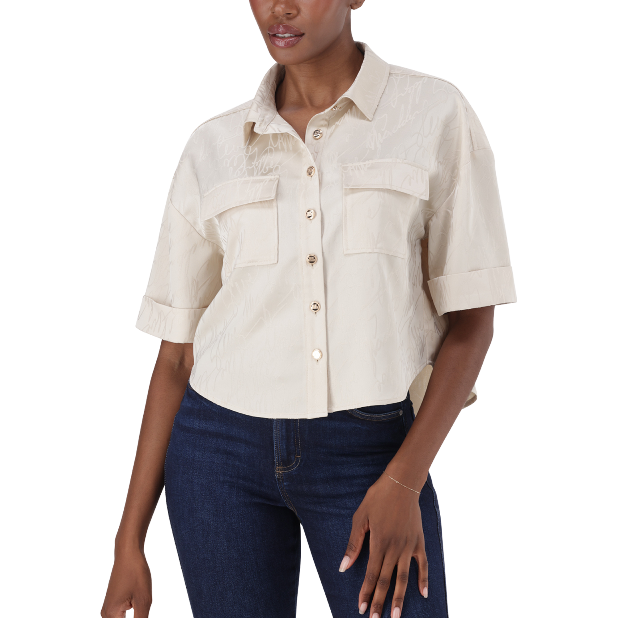 AISHA CREAM JACQUARD SATIN SHIRT