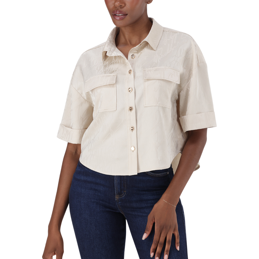 AISHA CREAM JACQUARD SATIN SHIRT