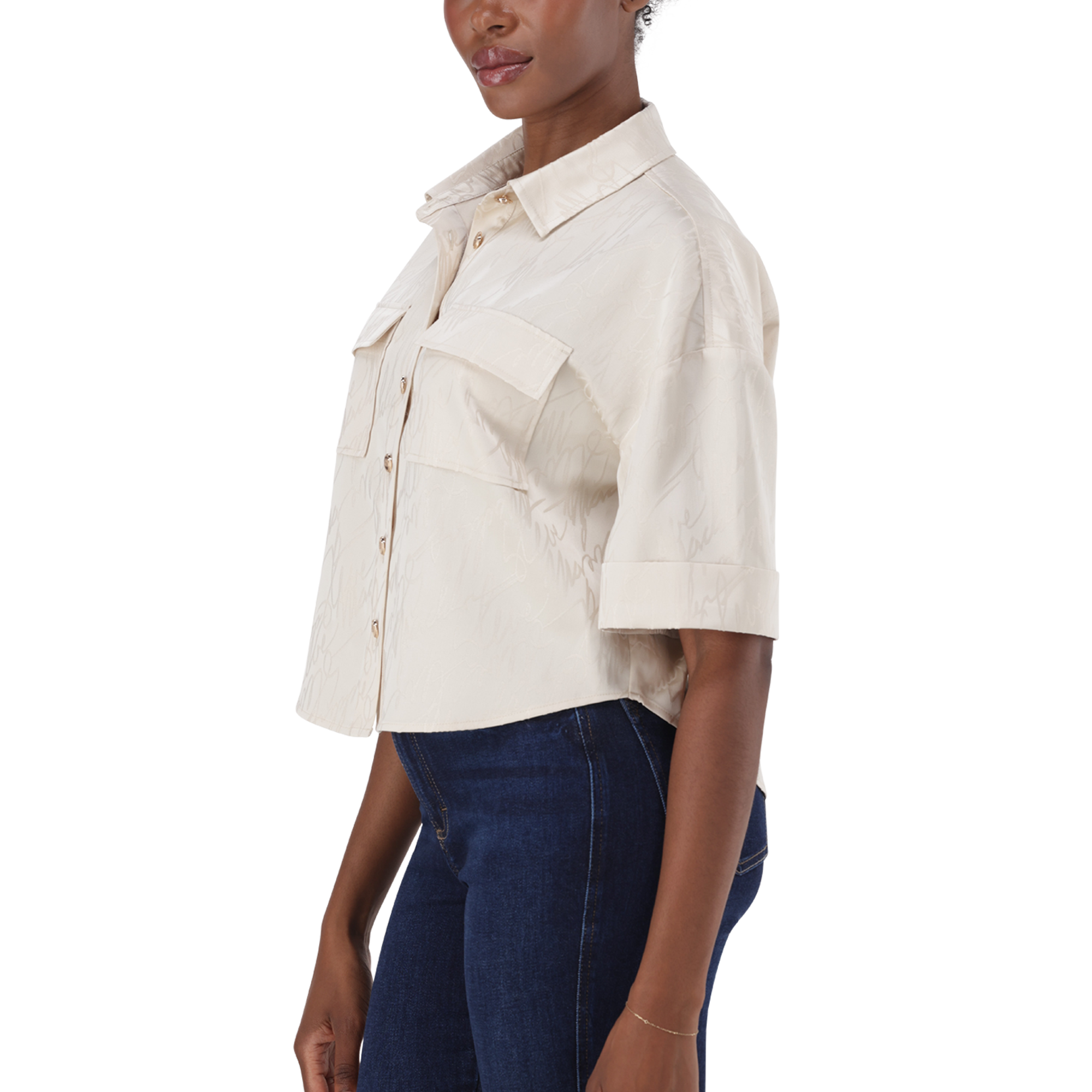 AISHA CREAM JACQUARD SATIN SHIRT