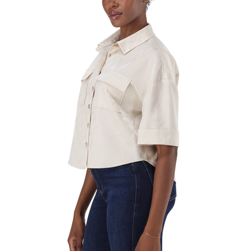 AISHA CREAM JACQUARD SATIN SHIRT
