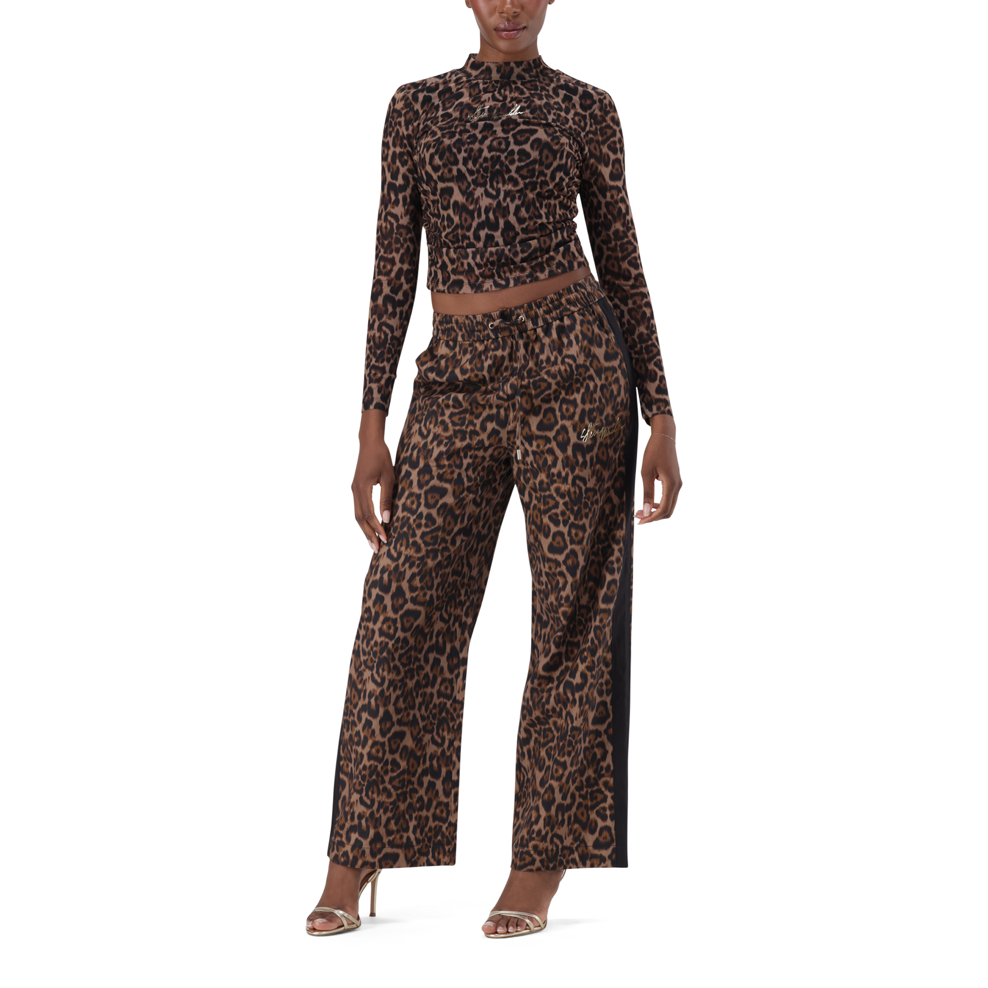 ALORA CHOCOLATE BROWN LEOPARD PRINT MESH TOP