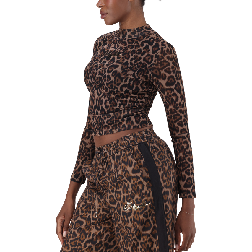 ALORA CHOCOLATE BROWN LEOPARD PRINT MESH TOP - view 3