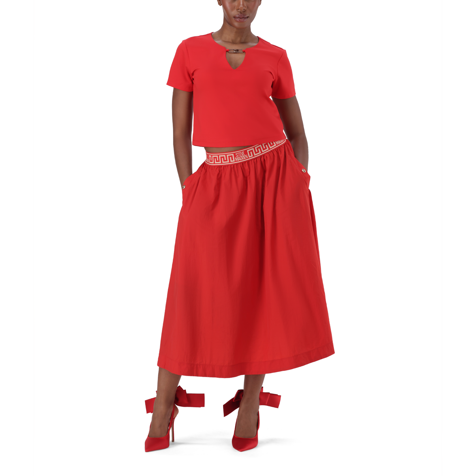 HAILEY RED TOP WITH LOGO TRIM