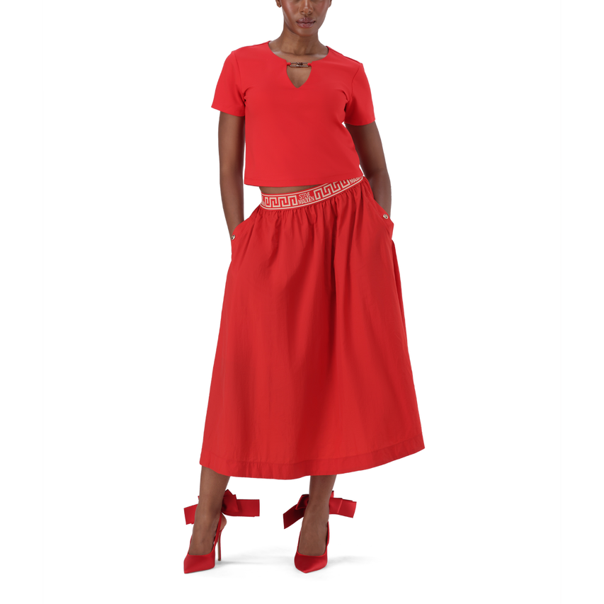 HAILEY RED TOP WITH LOGO TRIM