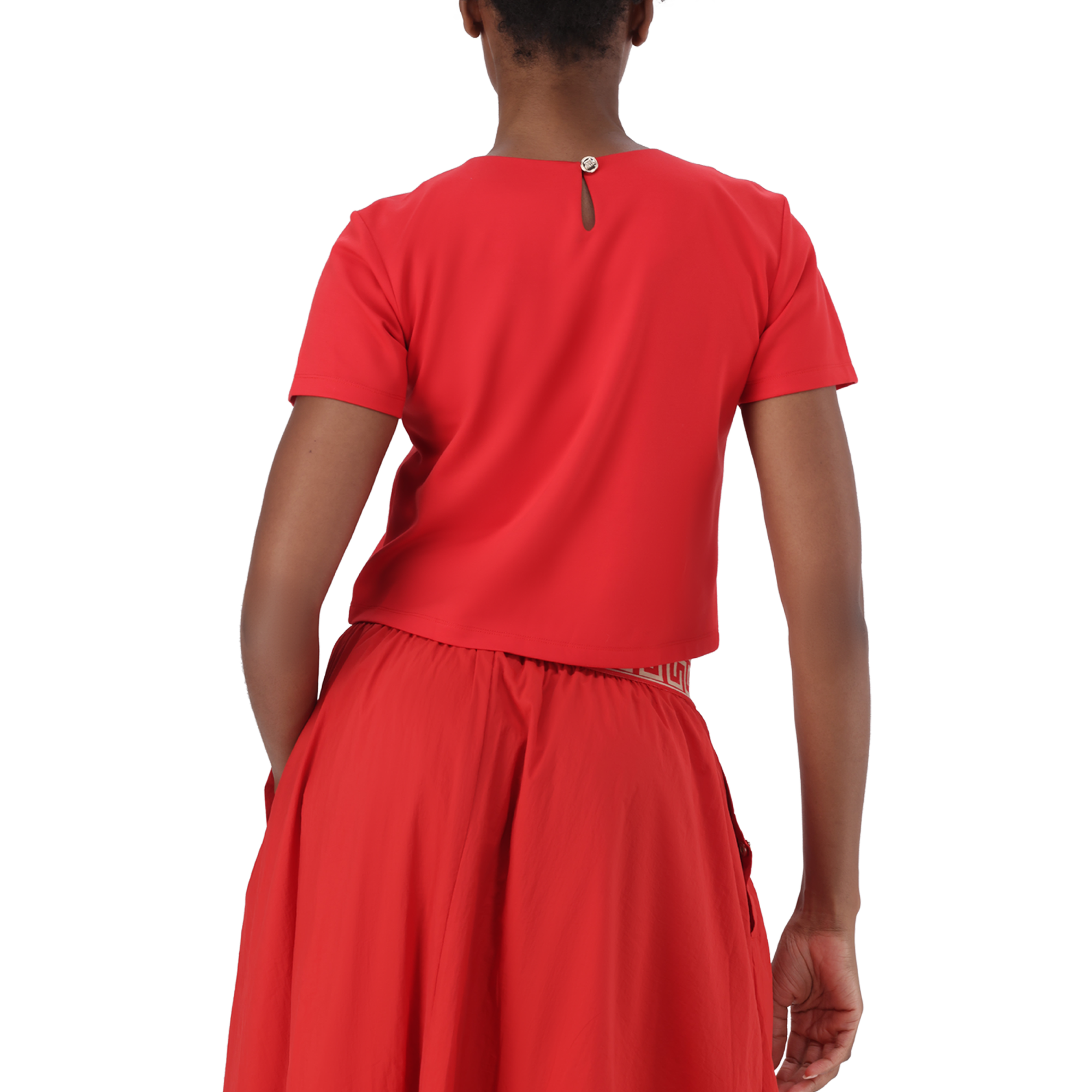 HAILEY RED TOP WITH LOGO TRIM