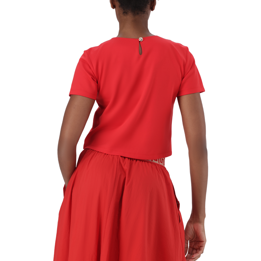 HAILEY RED TOP WITH LOGO TRIM