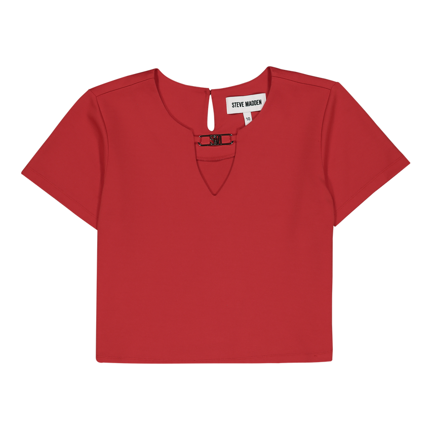 HAILEY RED TOP WITH LOGO TRIM