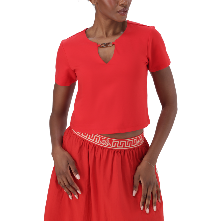 HAILEY RED TOP WITH LOGO TRIM