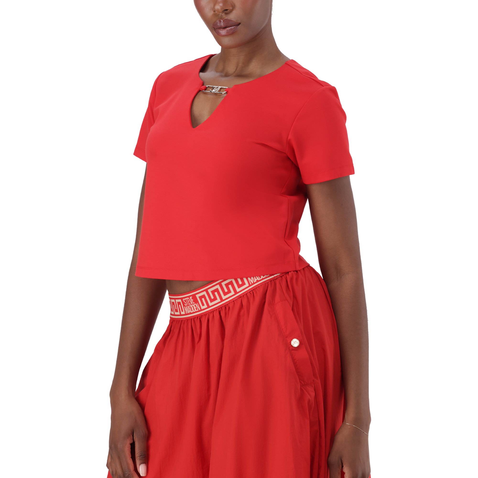 HAILEY RED TOP WITH LOGO TRIM