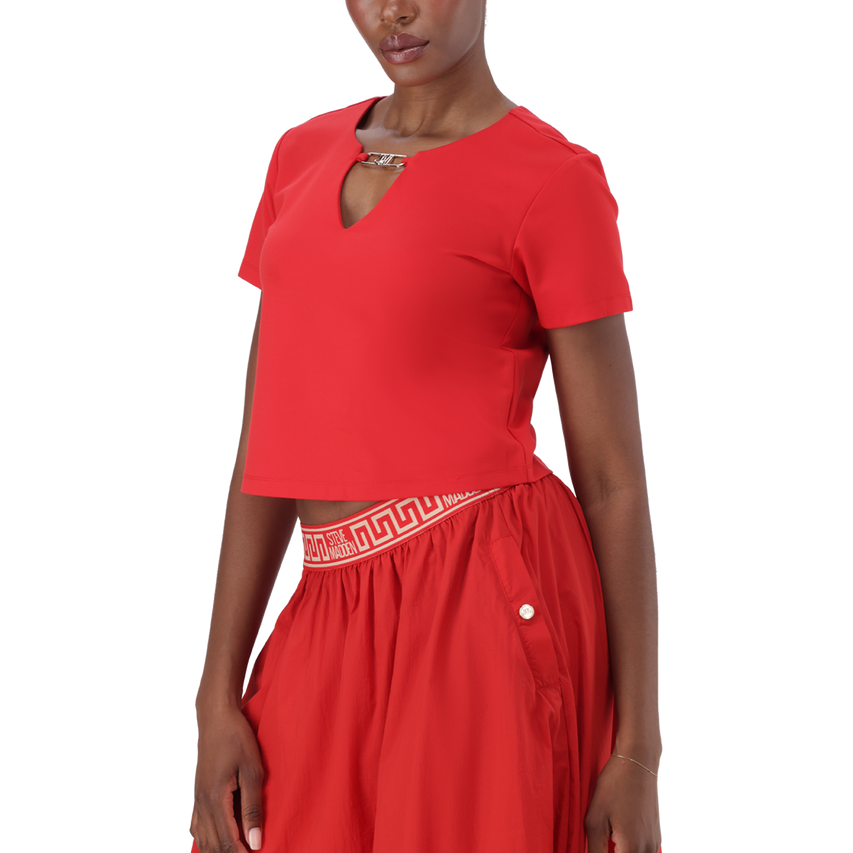 HAILEY RED TOP WITH LOGO TRIM
