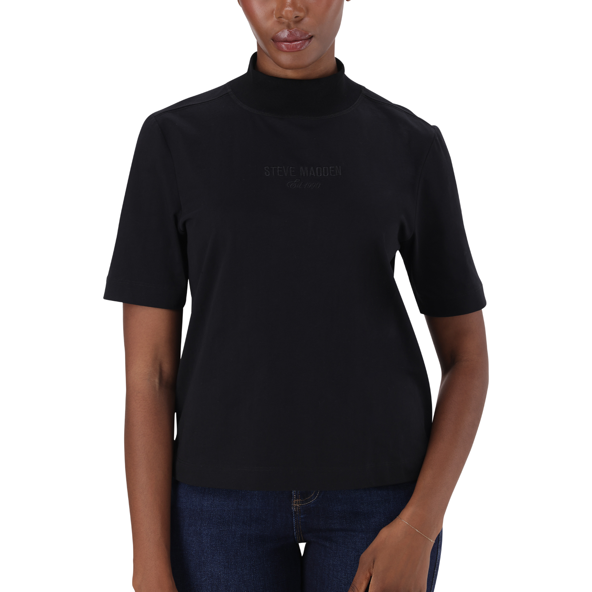 KELLY BLACK HIGH NECK T-SHIRT - view 3