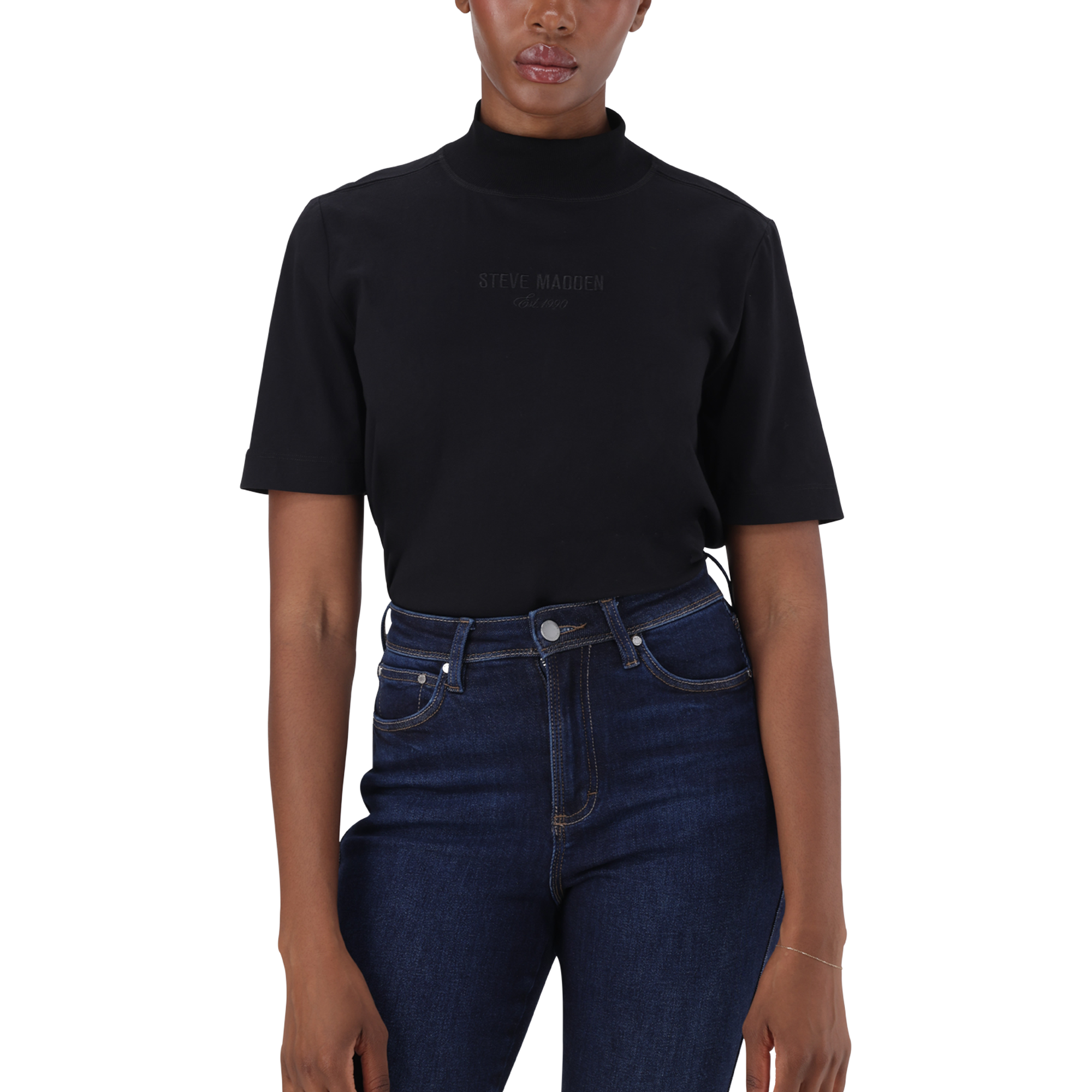 KELLY BLACK HIGH NECK T-SHIRT - view 2