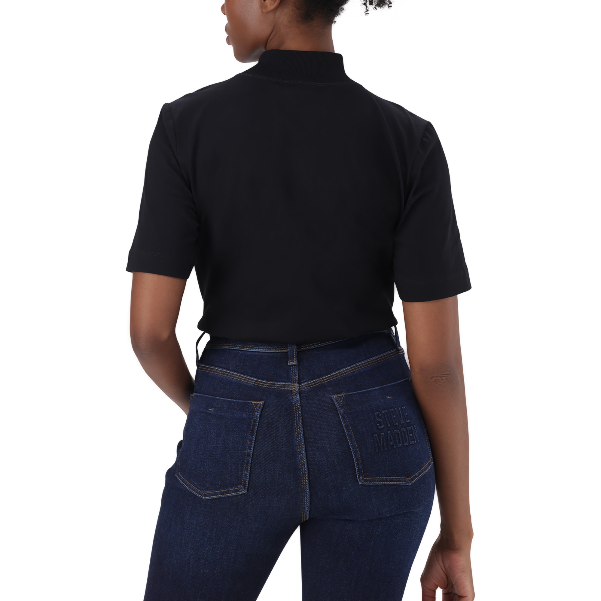 KELLY BLACK HIGH NECK T-SHIRT - view 8