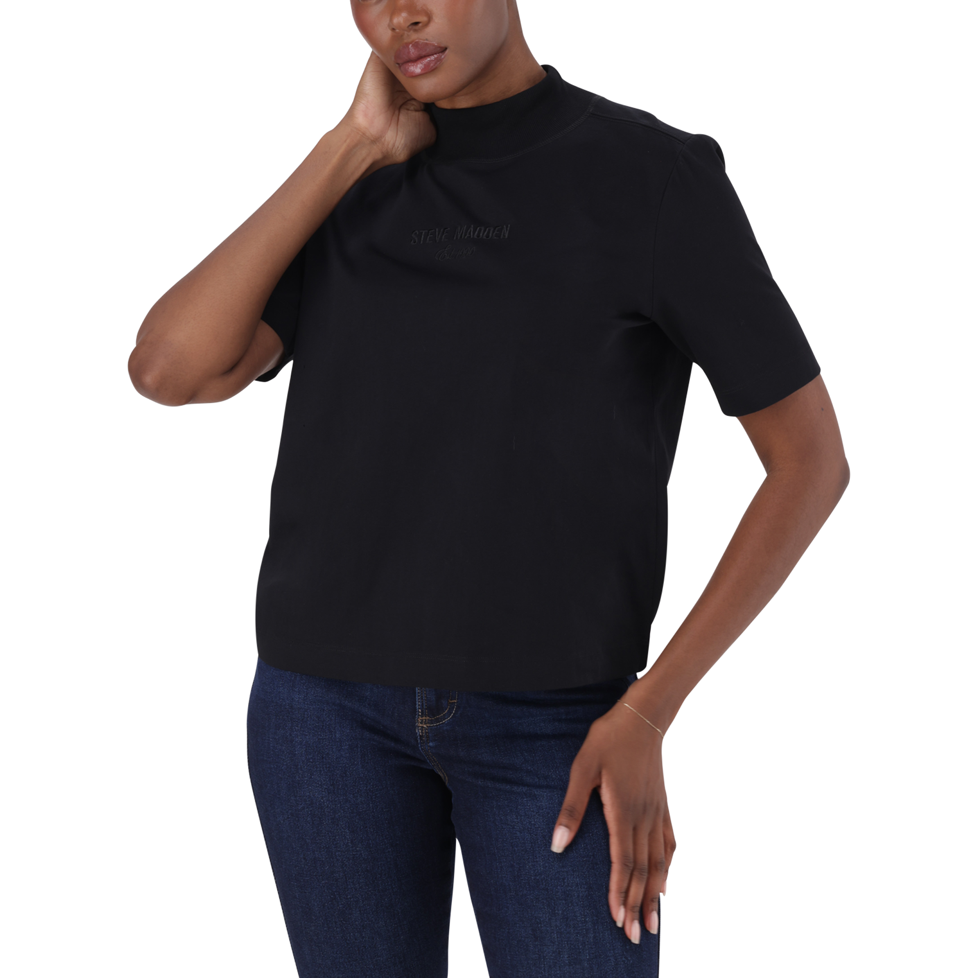 KELLY BLACK HIGH NECK T-SHIRT - view 5